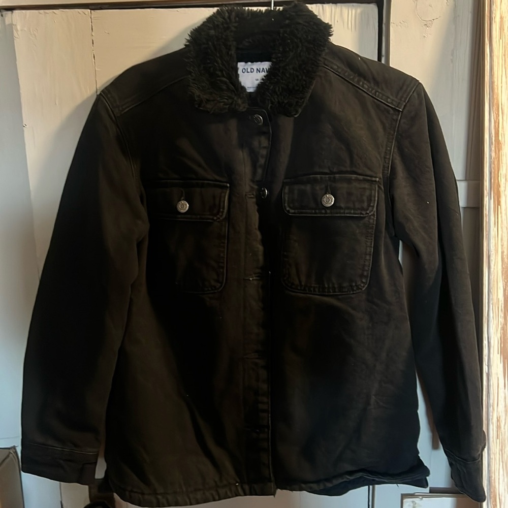NWOT Old Navy women’s black denim lined jacket
